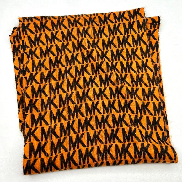 Michael Michael Kors Orange & Black Monogram Infinity Scarf - Picture 9 of 9